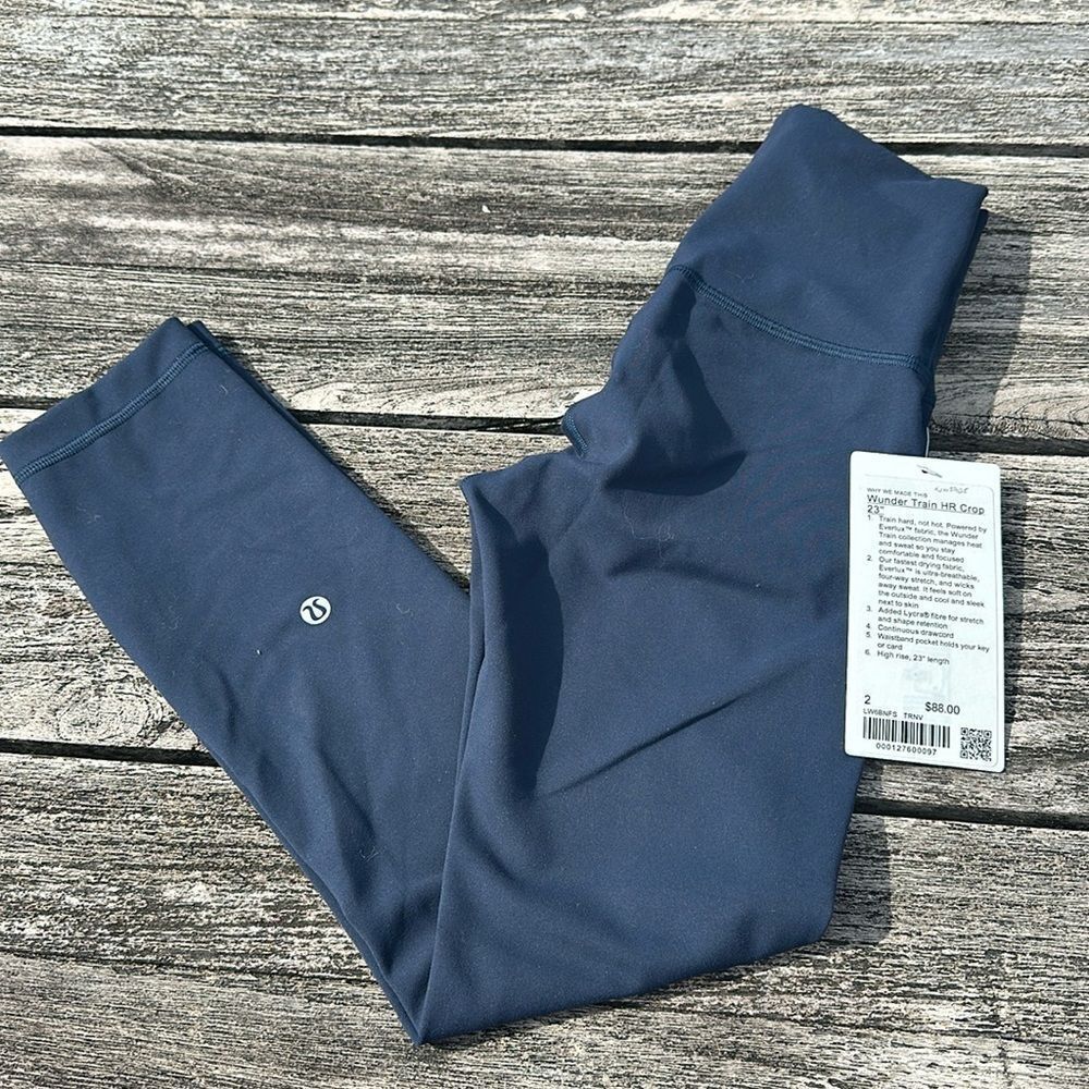 Lululemon Wunder Train High-Rise Crop 23" True Navy Blue Size 2